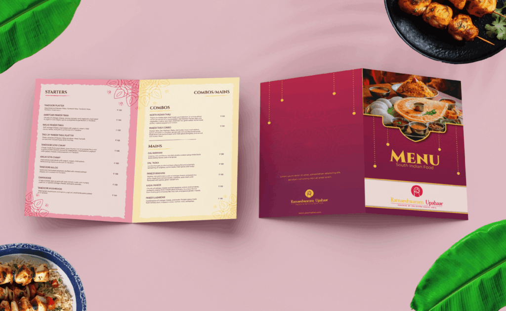 Menu card design for Ramaeshwaram Upahaar, Lanka, Varanasi