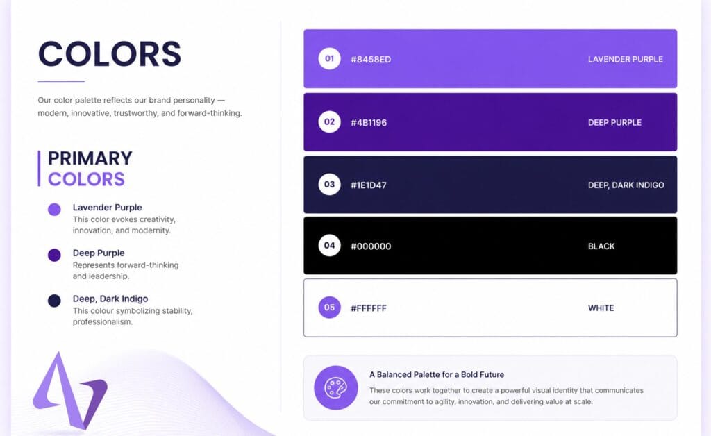 Astravise Services brand guidelines colour palette and typography